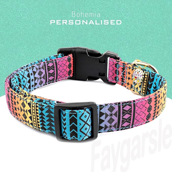 Faygarsle Bohemian Geometric Pattern Dog Collar for Small Medium Large Boys Girls Dogs S