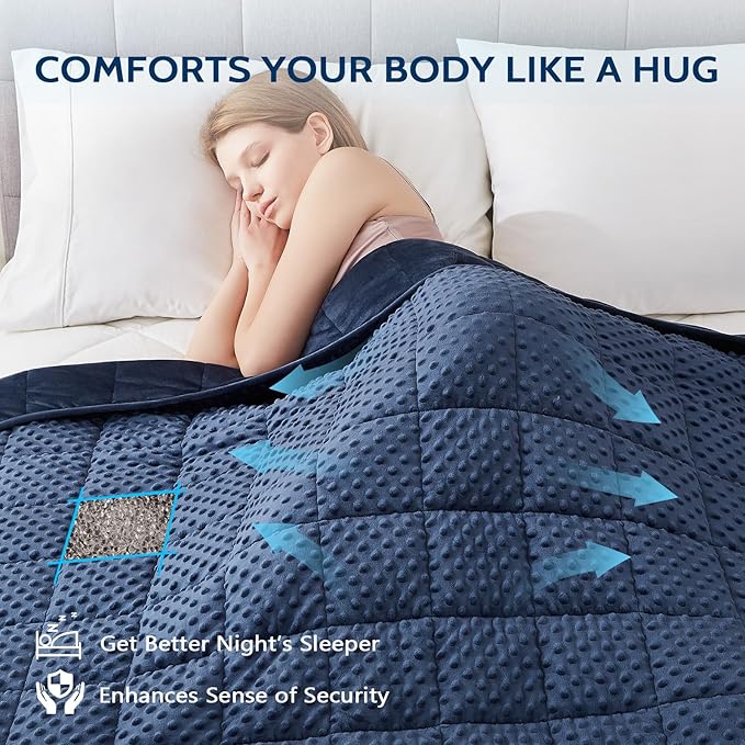 L'AGRATY Weighted Blanket for Adult - 48"x72" 15lbs Minky Dots Heavy Blanket with Glass Beads Soft Breathable for All-Season Summer Fall Winter Thick Comfort for Sleeping