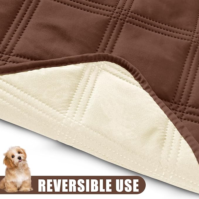 Smiry Waterproof Dog Bed Cover Blanket 68x82, Soft Reversible Pet Blanket, Washable Leakproof Cats Dogs Couch Cover for Sofa, Couch, Furniture, Brown/Beige