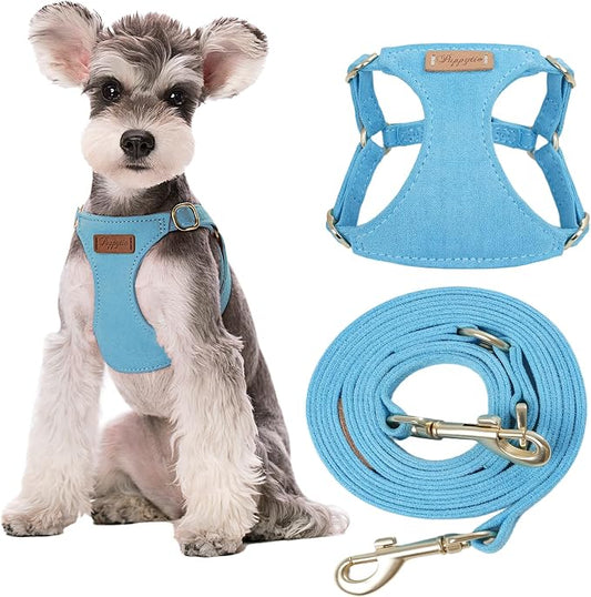 Puppytie Dog Harness with Multifunction Dog Leash,Soft Adjustable No Choke Escape Proof Pet Harness Vest for Medium Dogs or Large Dogs,Ocean Blue,M