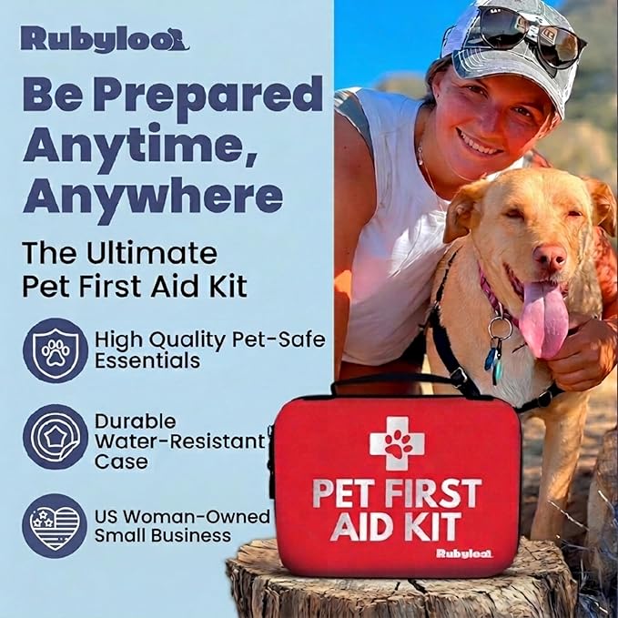 Dog First Aid Kit - Vet Approved Emergency Supplies - Pet First Aid Kit Guide, Tick Remover, Slip Leash & Medical Essentials for Home, Camping, Car, RV, Travel (Essential Pack)