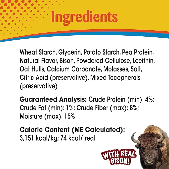 Nylabone Nubz Wild Natural Edible Chew Treats for Dogs, Made in USA, Bison Flavor, Small - Up to 25 lbs. (4 Count) (Pack of 2)