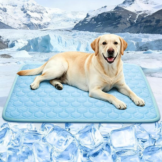 Dog Cooling Mat, Q-Max>0.5 Ice Silk Cooling Pad for Dogs Non-Slip & Foldable, No Electricity or Water Required - Portable Pet Mat for Crate, Car, Travel,Sofa,Floor (3 Sizes)