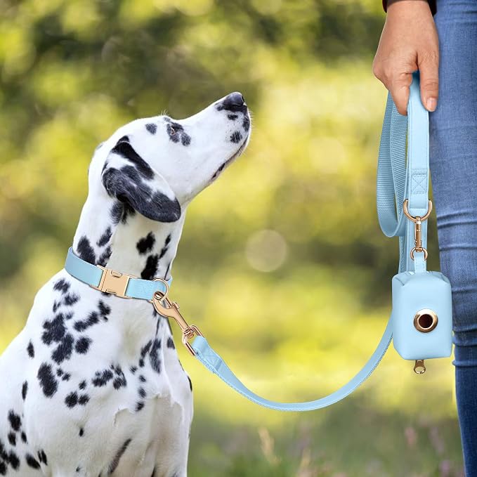 PET ARTIST Soft PU Leather Dog Collar for Large Dogs, Bright & Classic Nylon Padded Durable Dog Collar Leather with Quick Release Metal Buckle Adjustable for Male Dogs, Neck Fit 16-27"