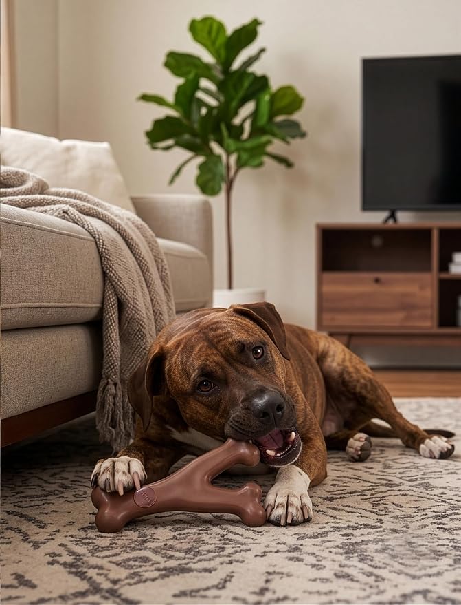 SPOT Bam-Bones Wishbone Dog Chew Toy, Bamboo Fiber Blend, Non-Splintering Durable Chew for Light to Moderate Chewers, Adult Dogs & Teething Puppies 25–50 lbs, Bacon Flavor, 7 in
