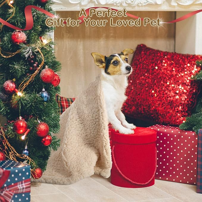 Newwiee 6 Pcs Blankets for Dogs Cats, Soft Warm Fluffy Fleece Pet Calming Blanket, Washable Flannel Throw for Small Medium Pet, Gray/Beige/Khaki(31 x 24 Inch)