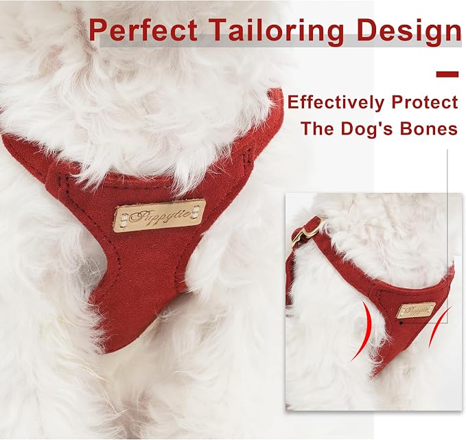 Puppytie Dog Harness with Multifunction Dog Leash,Soft Adjustable No Choke Escape Proof Pet Harness Vest for Medium Dogs or Large Dogs,red Hawthorn,M
