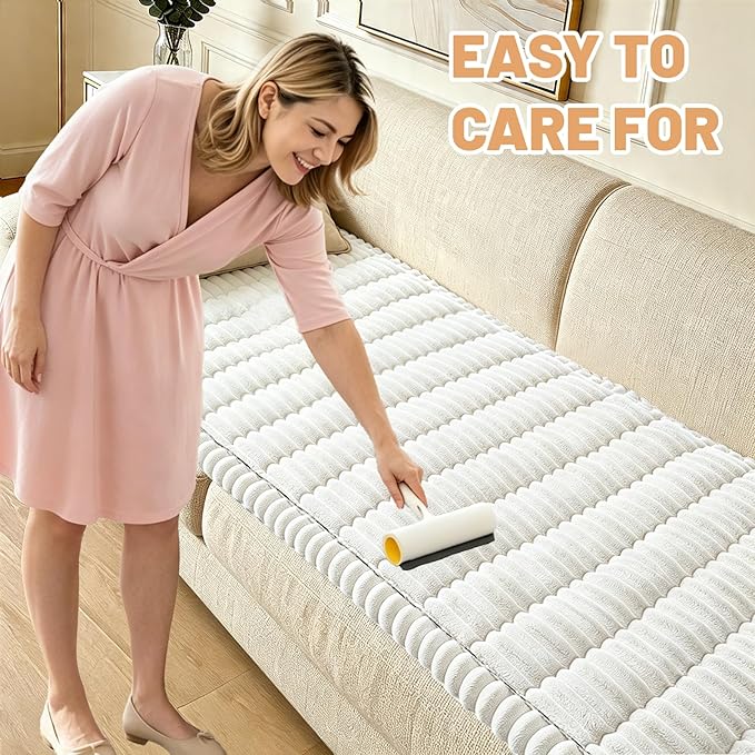 Couch Cover for Dogs Washable,Non Slip Fuzzy Durable Couch Covers for 3 Cushion Sofa Pet Friendly Sofa Cover Dog Thick Soft Slipcovers Protector Couches Mat Bed (White, 27.6"x82.7"/70x210cm)