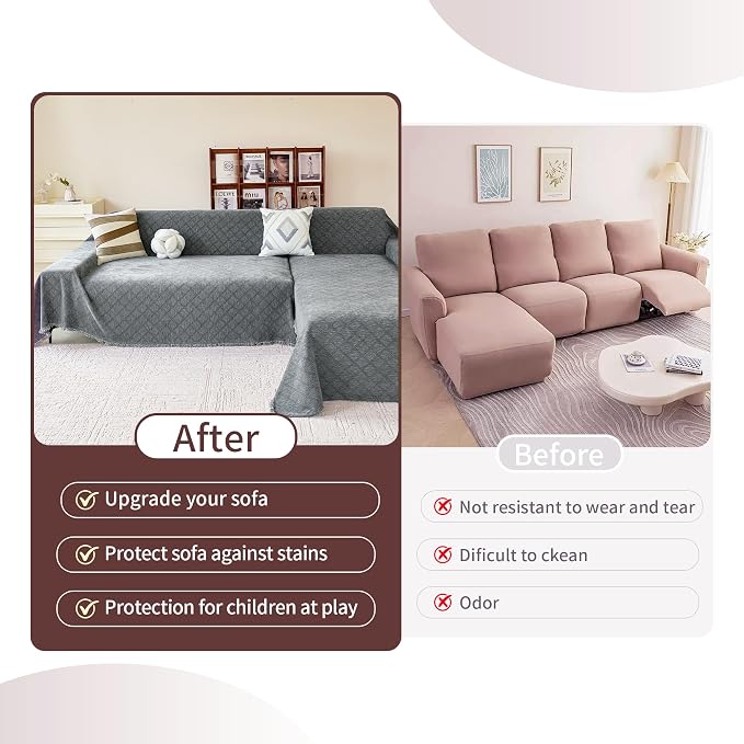 VANJOROY Couch Cover for Dogs Pets, Couch Cover 2 Cushion -Washable Chenille Sofa Cover for Dogs, Pet Friendly Furniture Protector Soft Sofa Slipcovers with Tassel, Dark Grey 71"x 118"