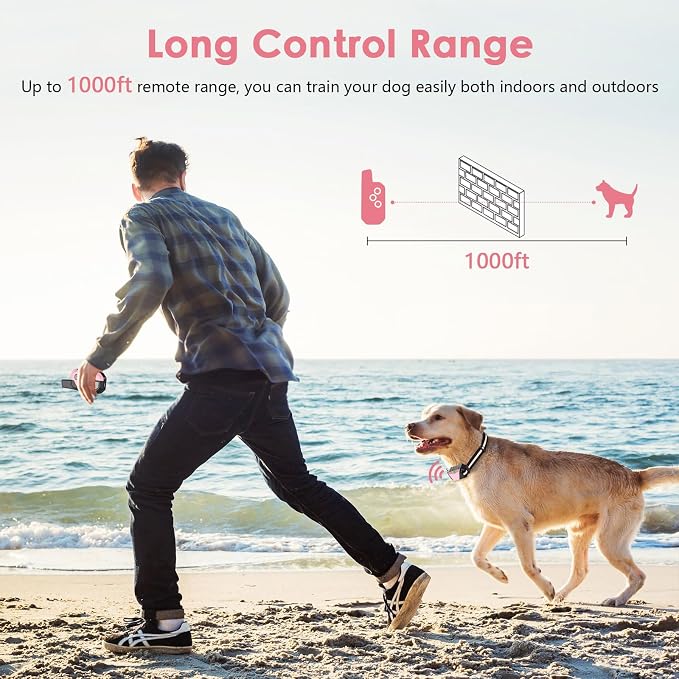 Shock Collar for Dogs, IP67 Waterproof Dog Training Collar with Remote, 3 Training Modes with Beep, Vibration, and Safe Static, Rechargeable E Collar for Large Medium