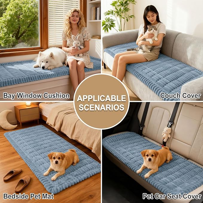 hyha Couch Cover for Dogs Washable, Non Slip Thick Flannel Sofa Protector, Pet Friendly Plush Furniture Cover for Sectional Sofa & Loveseat (Haze Blue, 27.6" x 27.6")