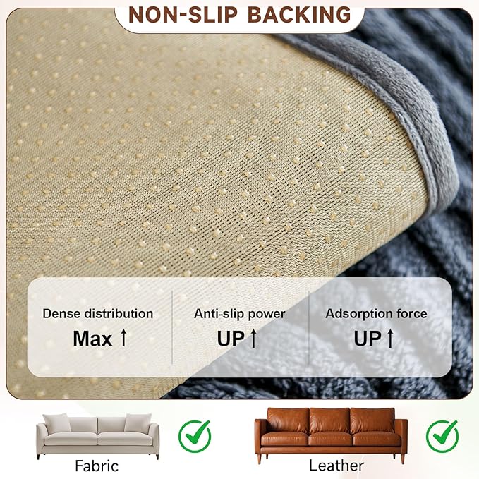 OTOB Couch Covers for 3 Cushion Couch Sofa Pet Friendly, Washable & Non Slip Fuzzy Plush Sofa Cover Slipcovers, All Seasons Ultra Soft Furniture Protector, 1 Piece (Dark Gray, 27.6"x70.9")