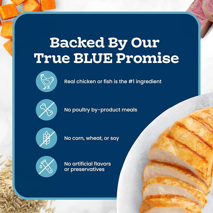 Blue Buffalo Tastefuls Purées Variety Pack Wet Cat Food Complement (Chicken & Tuna) Made with Natural Ingredients, for All Life Stages, 3-oz. Resealable Pouches (12 Count)
