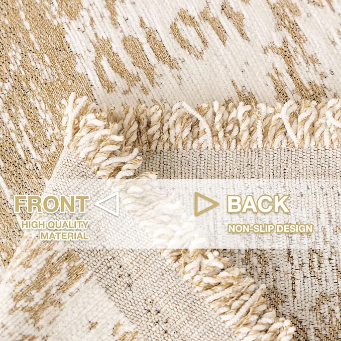 hyha Couch Cover for Dogs, Boho Sofa Covers for 3 Cushion Couch Washable, Chenille Sofa Slipcover for Pets, Soft Loveseat Sectional Couch Throw Blankets with Tassels (Khaki/White, 71x150 Inch)