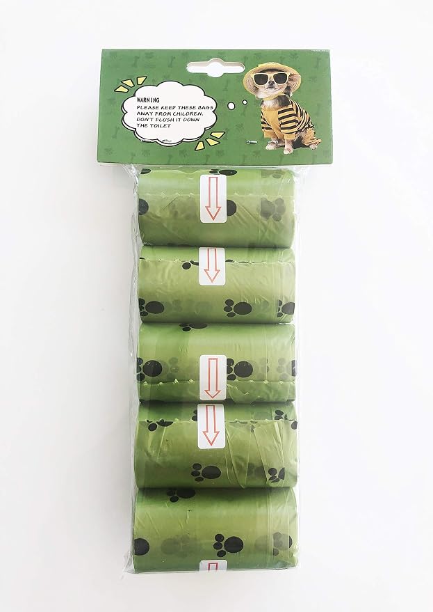Biodegradable Dog Poop Bags, Extra Thick, Strong Poop Bags, 20 Bags Per Roll. Measures 8.5 x 12.5 Inches (Qty: 5 Rolls = 100 Bags)
