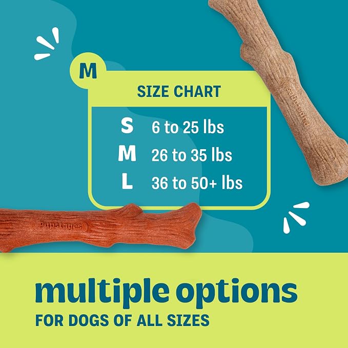 Dogwood Mesquite Dog Chew Toy – Real-Wood Blend, Moderate Chewers, Medium, 7.5", 2-Pack (Natural & Mesquite Flavors)