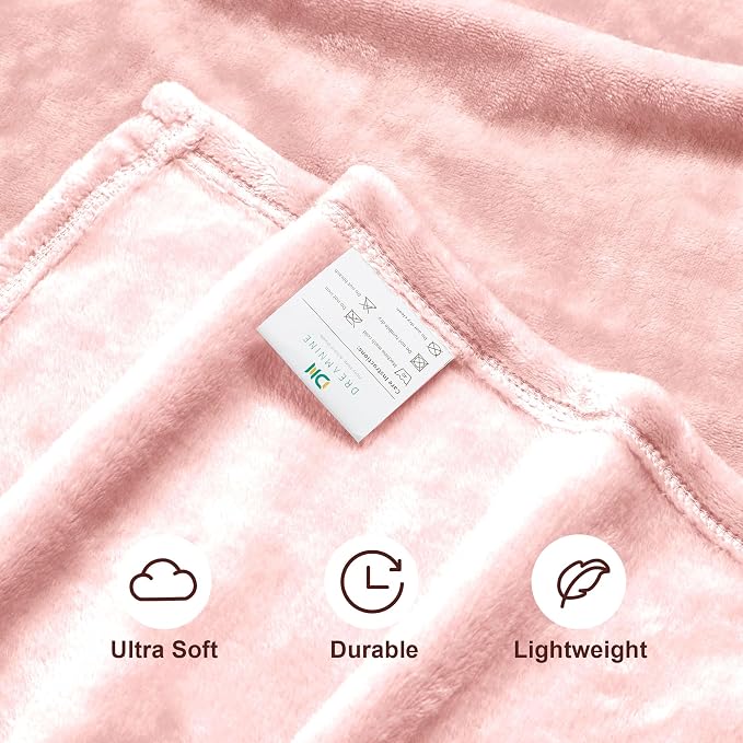 DREAMNINE Pack of 21 Fuzzy Soft Fleece Throw Blanket for Couch Sofa 50" x 60", Decorative Solid Lightweight Velvet Blankets for Chair, Cozy Accent Shaggy Plush Flannel Blanket for Bedroom, Pink
