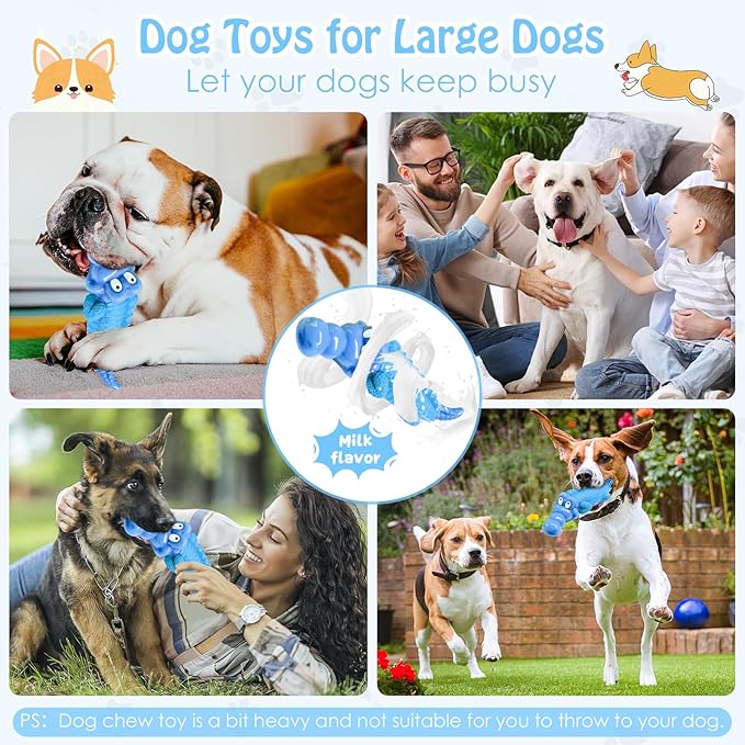 Jeefome Tough Dog Chew Toys for Aggressive Chewers, Indestructible Dog Toy to Keep Them Busy & Reduce Boredom for Medium, Large Dogs, Milk Flavor