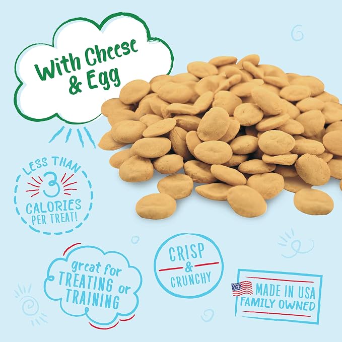 Charlee Bear Original Crunch Dog Treats, Cheese and Egg, 16 Ounce Resealable Bag, Low Calorie Training Treats for Dogs, Limited Ingredient, Healthy, Crunchy Dog Snacks, Made in USA (Pack of 2)