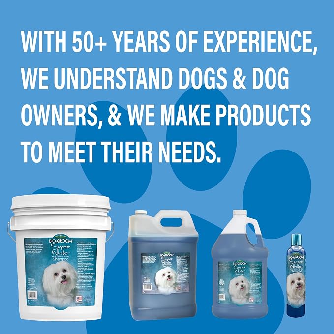 Bio-Groom Super White Dog Shampoo - Whitening Pet Shampoo, Dog Bathing Supplies, Puppy Wash & Grooming Supplies, Cruelty-Free, Made in USA, Coat Brightener - 32 fl oz 1-Pack