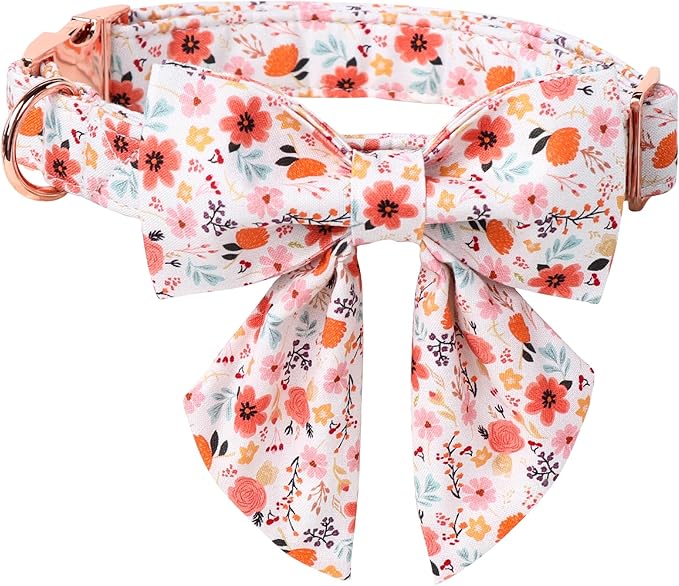 Lionet Paws Design Dogs Collar Cute Flower Sailor Bow Dog Collars for Girl Female Small Medium Dogs with Summer Floral XS