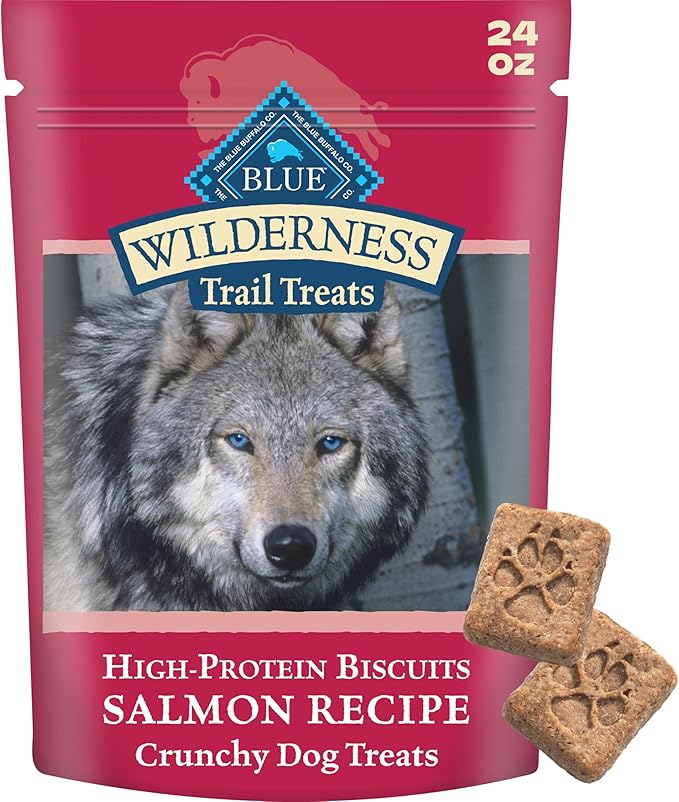 Blue Buffalo Wilderness Trail Treats Salmon Crunchy Dog Biscuits, Grain-Free & High-Protein, Bite-Sized Training Treats Made with Real Salmon & Natural Ingredients, 24-oz Bag