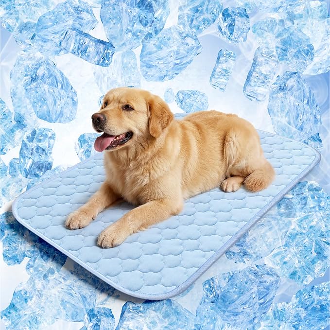 Dog Cooling Mat for Large Dogs, Long-Lasting Cool Pad for Dogs Outdoor & Indoor Use with Ice Silk Fabric & Waterproof Cover, Summer Cooling Pet Bed 36" x 26", Non-Slip Washable Pet Blanket