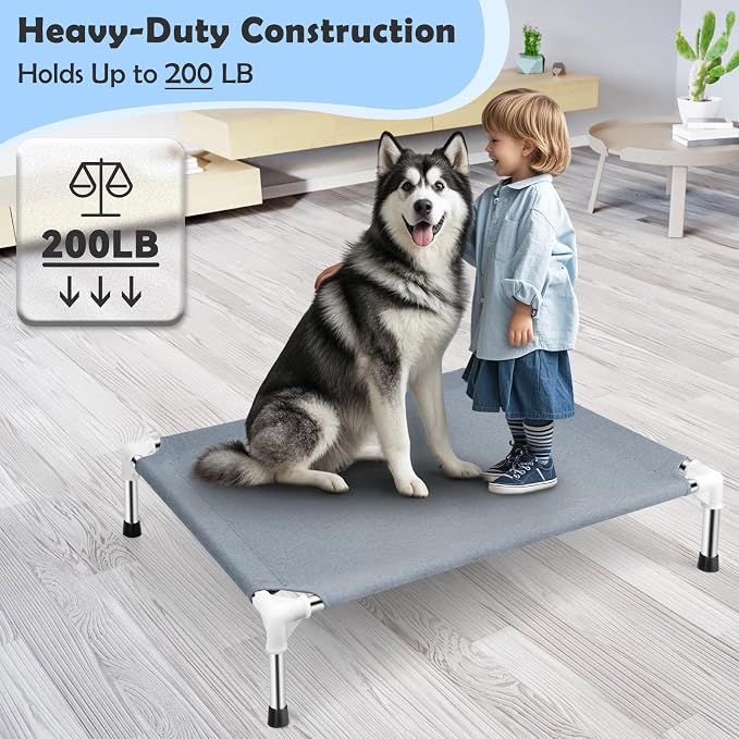 Outdoor Elevated Dog Bed, Dog Cots Beds for Large Dogs, Portable Cooling Raised Dog Beds for Large Dogs for Indoors, Outdoors, Beach