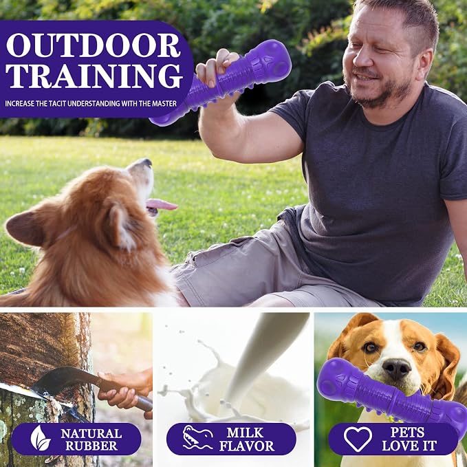 ZIKATON Dog Squeaky Toys for Aggressive Chewers, Durable Chew Toys for Large Medium Breed Dog, Dog Toys, Tough Durable Dogs Toys with Natural Rubber