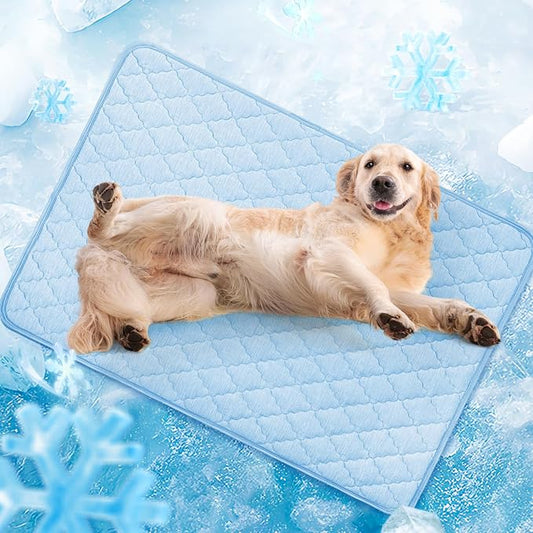 LOOBANI Dog Cooling Mat for Large Dogs 48"x28"- Cooling Pad for Dog, Cool Blanket for Dogs Machine Washable, Pet Cool Mat for Indoor, Outdoor, Couches, Crates, Car Seats for Trips (Blue, 48"x28")
