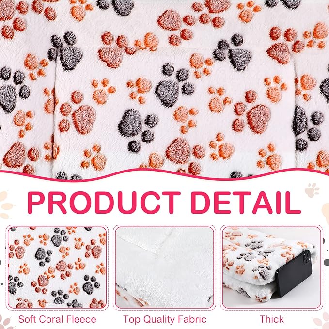 Tuanse 4 Pack Ultra Soft Dog Cat Bed Mat Small Animal Guinea Pig Bed with Cute Print Reversible Fleece Dog Crate Kennel Pad Cozy Washable Thickened Hamster Pet Beds Mat(23 x 18 Inches,Vivid Color)