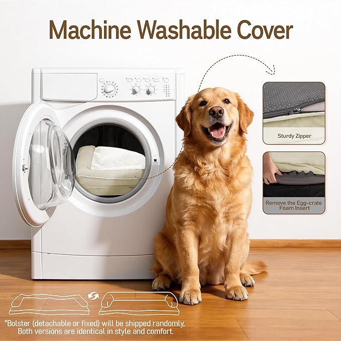 Comfort Expression Memory Foam Large Dog Bed - Waterproof Orthopedic Pet Bed with Washable Removable Cover, Non-Slip Pet Sofa Couch, 36 x 27