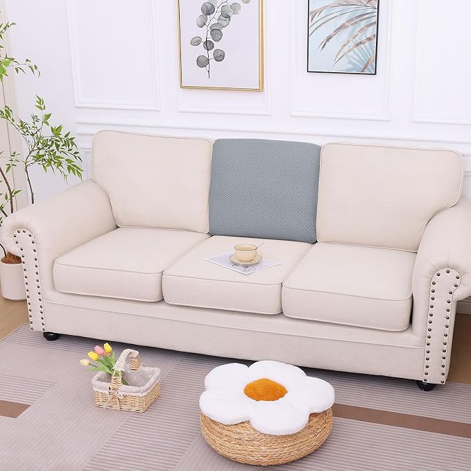 hyha Waterproof Couch Cushion Covers, Wear Resistant Couch Cover, Anti Slip Sofa Slipcovers Washable, Soft Thick Jacquard Furniture Protector for Pets Dog (1 Piece for Backrest M, Light Grey)