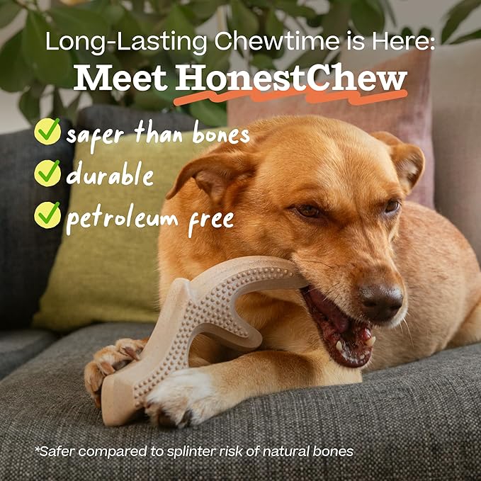 WOOF HonestChew Dog Toy Duo - Durable Dog Chews - Made with Plant-Based Ingredients - Splinter-Resistant - Safer Than Dog Bones - with HonestChew Antler and Infinity - Gift for Dogs - Small