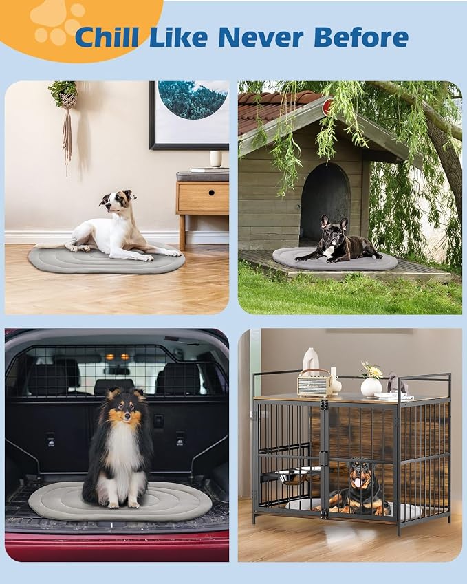 Papettly Pet Dog Cooling Mat 35“x19” Reversible Cooling Pad for Dogs and Cats, Comfort Ice Silk Cotton Summer Dog Bed Outdoor Indoor Washable, Ideal for Kennel Sofa Floor Car Seats
