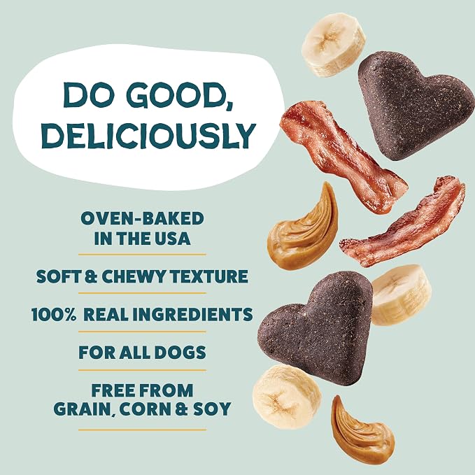 Shameless Pets Soft-Baked Dog Treats, Bananas for Bacon | Healthy Treats for Small, Medium & Large Dogs | Skin & Coat Support with Omega-3 & Omega-6 | Grain-Free, Made in USA | 6 oz