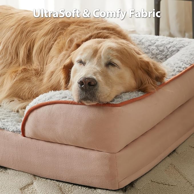 LEXTRO Orthopedic Dog Bed for Medium Dogs, Egg Crate Foam Bed for Medium Dogs, Equipped with Removable Waterproof Pillow Cover and Anti-Slip Bottom, Pet Bed