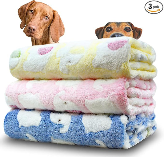 Dog Blankets for Medium Large Dogs Washable, 3 Pack Pet Blanket Washable 41" x 31", Fuzzy Soft Puppy Blanket Throw Cover for Kennel Crate Bed, Blanket for Dogs, Pet Blankets for Dog