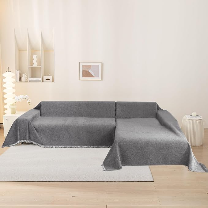 MEETSKY Couch Covers for Sofa, Washable Sofa Covers, Love Seat Couch Covers for 2 Cushion Couch Sofa Pet Friendly, Sectional Sofa Slipcovers, Thick Soft Fabric Modern Style, 71" x 118", Dark Grey