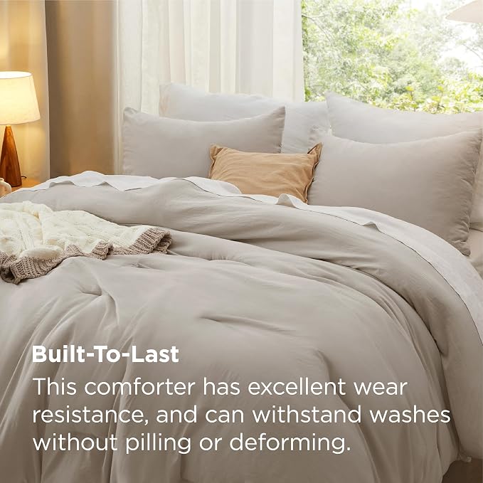 Bedsure Twin/Twin XL Comforter Set, Muted Linen Soft Prewashed Bedding for All Seasons, 2 Pieces GentleSoft Bed Set, 1 Lightweight Comforter (68"x88") and 1 Pillowcase (20"x26")