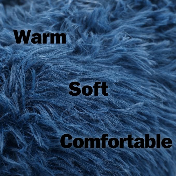 Tiny Dog Bed 15 Inch for Extra Small Dogs,Washable Puppy Bed,Soft Faux Fur Calming Donut Bed for Chihuahua Yorkie Maltese Pomeranian,Navy Blue