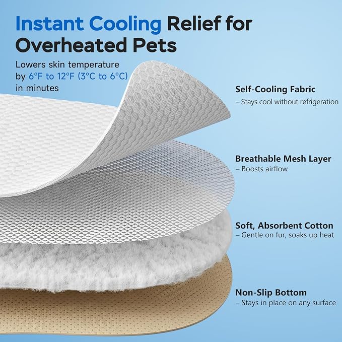 Cat Cooling Mat with Soft U-Shaped Pillow– Breathable Calming Cooling Pad for Cats– Portable Washable Summer Cooling Cat Bed for Indoor Or Travel Use,Blue Shark-2