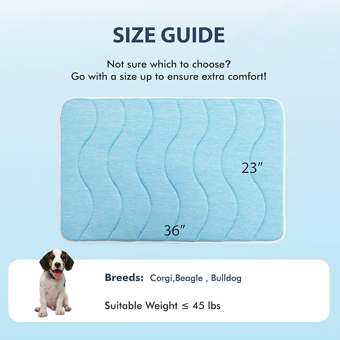 MICROCOSMOS 0.8" Thick Cooling Dog Foam Pad & Summer Pet Sleeping Mat, Machine Washable, Materials Safe, Portable Flat Pet Bed for Dogs.(Grey, 36" x 23")