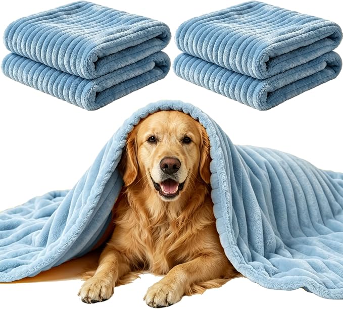 Emotional Support Blanket for Dogs, Yellow Blanket for Dog, Washable High Visibility Dog Blankets, for Help Reduce Pet Separation Anxiety (Blue-S, 2Pcs)