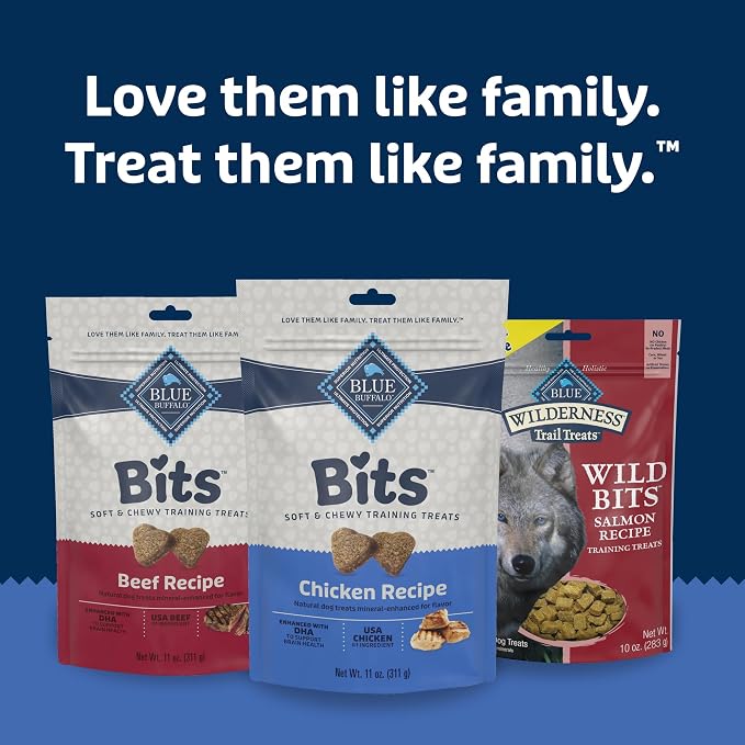 Blue Buffalo Bits Soft Dog Treats for Training, Made with Natural Ingredients & Enhanced with DHA, Chicken & Beef 19-oz Variety Pack, 2 ct