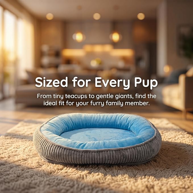 Calming Dog Bed for Medium Dogs 26"x19" - Orthopedic Washable Pet Bed with Anti-Slip Bottom, Indoor Soft Cat Bed with Removable Cover (Sky Blue)