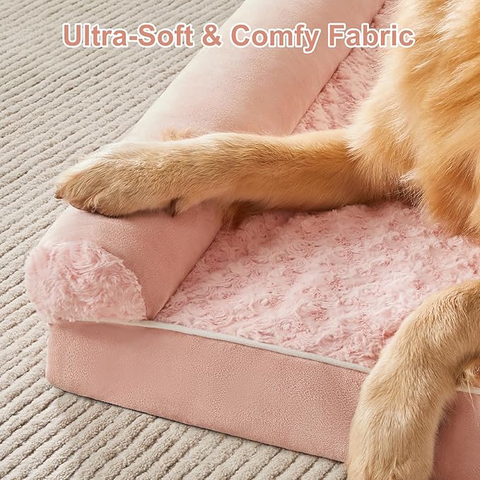 BFPETHOME Orthopedic Washable Dog Beds Large Sized Senior Dog for Comfy Sleeping with Removable Cover, Waterproof Big Soft Pet Couch Bed for Dogs Rerlax