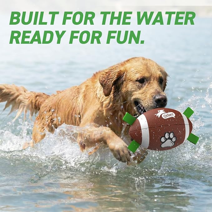QDAN Dog Toys Football, Interactive Dog Toys for Tug of War,Superbowl Football Party Decorations Favor, Dog Water Toy, Durable Dog Balls for Small & Medium Dogs(8 inch)