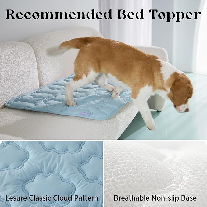 LE SURE Dog Cooling Mat for Medium Dogs - Q-Max>0.5 Breathable Thin Cool Crate Pad for Puppy with Chill Fiber and Innovative Mesh Base Design, Portable Washable Pet Kennel Mat for Summer, 29x21,Blue