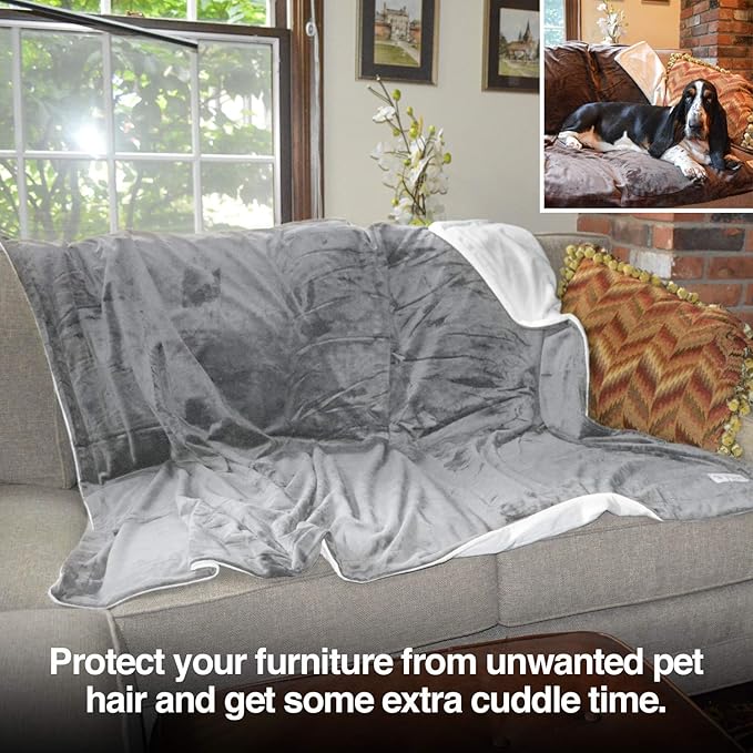 PetFusion Premium Dog &Cat Blanket | Ultra Soft Available in Plush or Quilted; 2 Colors (Grey; Brown) | Perfect Blanket for Small Dogs & Large Dogs